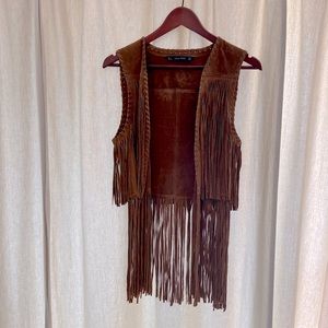 Tasseled suede vest